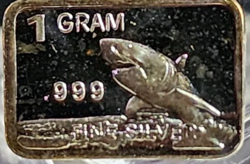 1 Gram .999 Fine Silver Art Bar Ingot. Great White. Fun  Unique Way To Invest.