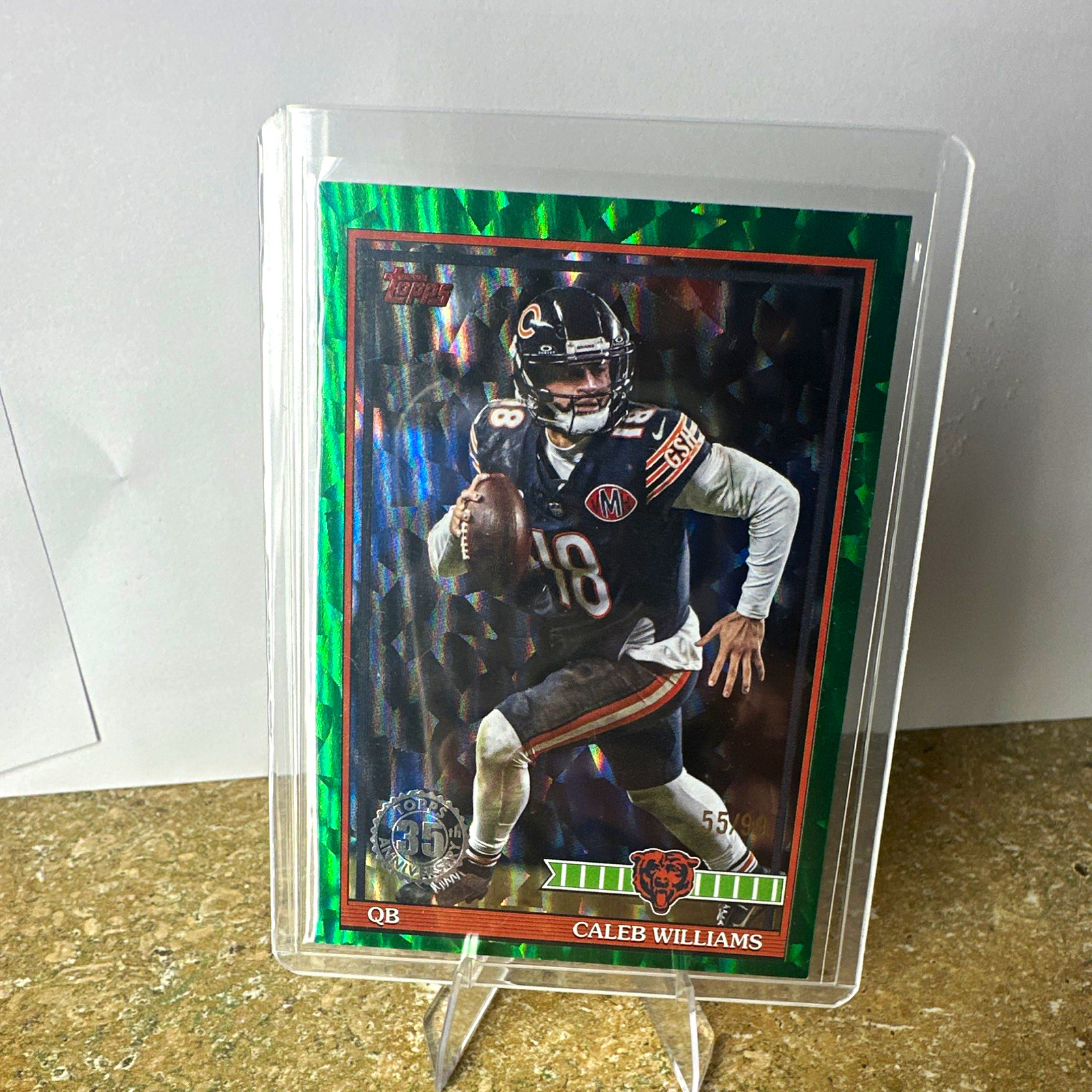 Topps 2025 Caleb Williams Topps Finest Green 91TF-18 Chicago Bears 55/99