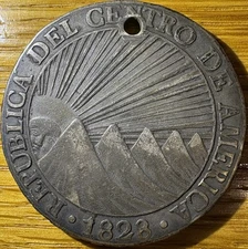 RARE 1828 Central American Republic 8 Reales Silver Coin