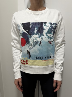 DDP Dsquared2 Womens Climbing Since 1964 Printed White Sweatshirt Sweater Size S