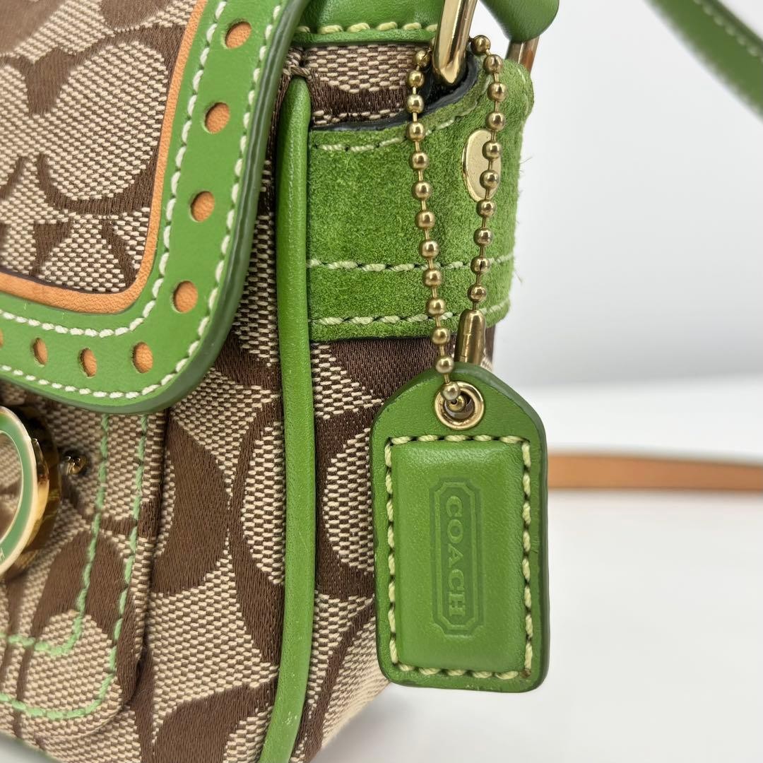 COACH Soho Signature Shoulder Bag Green Canvas Leathe… - Gem