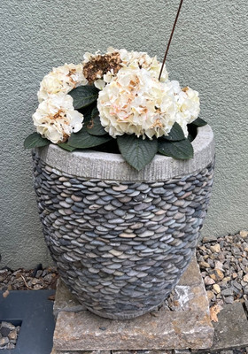 Großer Deko Topf Bali Grau ca. 50 cm x 55 cm - 80kg I Garten / Terrasse I Unikat