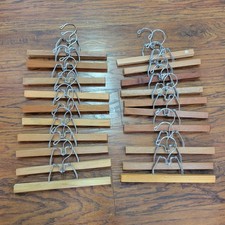 Lot of 20 Wooden Non-Slip Pants / Skirt Clamp Clip Clothes Hangers