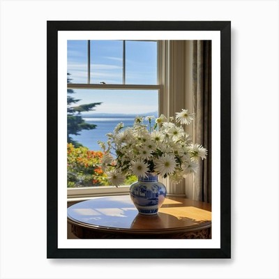 Lebendige Blüten: Chrysantheme Vase gerahmt Wandbild Poster Leinwanddruck Bild