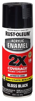 Rust-Oleum 271903 Acrylic Enamel 2X Spray Paint, 12 oz, Gloss Black, (Pack of 1)