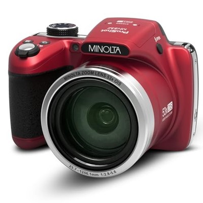 MINOLTA PRO SHOT 16MP HD CAMERA 53X OPTICAL ZOOM 1080P FULL HD VIDEO - RED