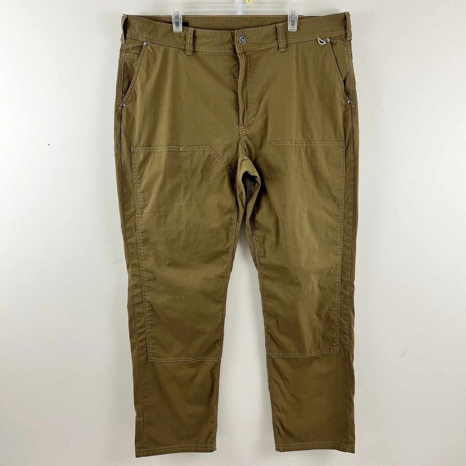 Orvis Lightweight Work Pants Mens 42x31 Fishing Double Knee Brown Chino 3B59