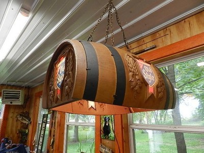 Vintage Heileman's Old Style Beer Pure Genuine Hanging Barrel
