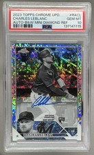 Charles Leblanc 2023 Topps Chrome Update #RA-CL B&W Mini Diamond RC Auto PSA 10