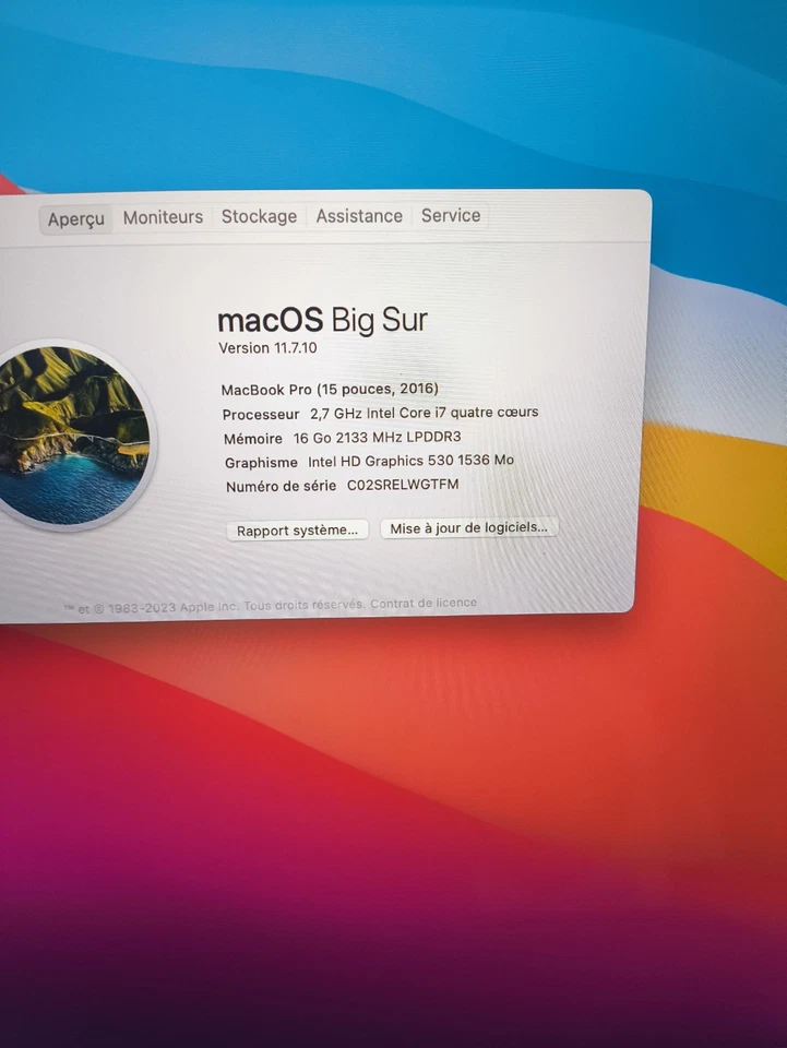 Apple MacBook Pro 15" 2016 · i7 · 16GB · 512GB, photo 2 sur 4