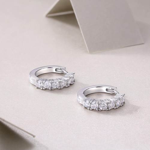 Platinum-plated S925 Silver Earrings With Lab-created Moissanite Ships From USA