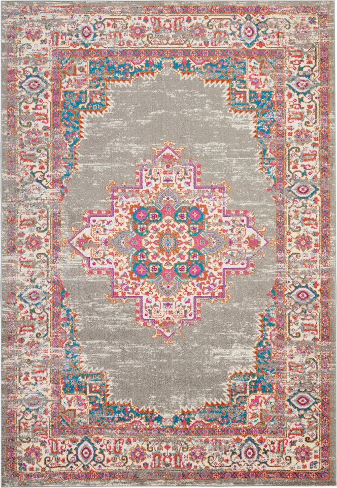 Tapete de área Passion Grey 6'7'' x 9'6'', boho, tradicional, fácil de limpar, anti-sh... - Imagem 3 de 4