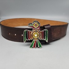 Aztec Spirit Bird Symbol Indigenous Mexico Mexican Mayan Leather Belt Buckle 33"