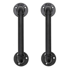 FOYO Set of 2 Industrial Pipe Door Pull Handle, Grab Bar, Towel Bar, Antique Rus