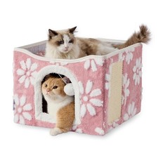 Cat Houses for Indoor Cats, Cute Cat Cave with Fluffy Ball Hanging and Scratc...
