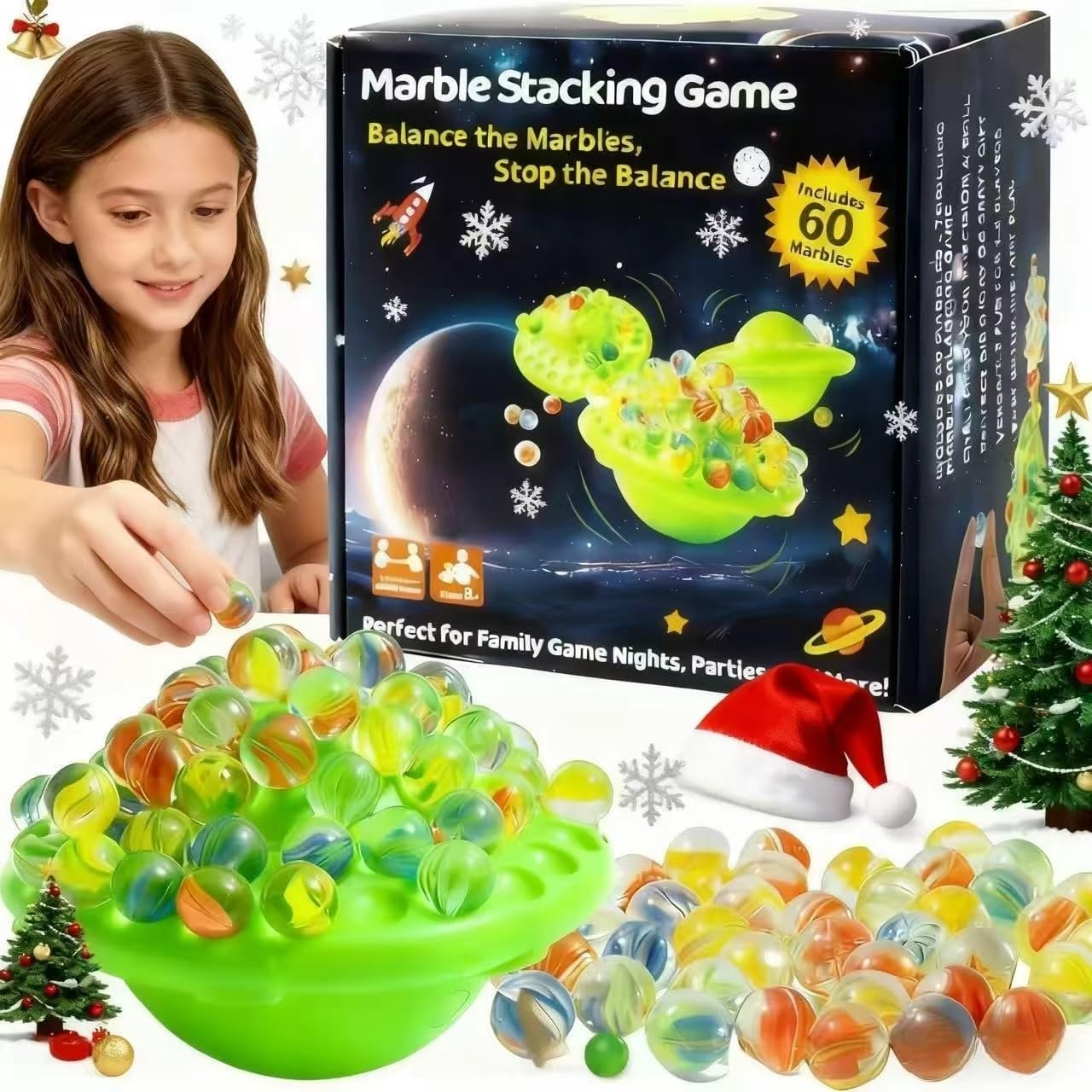 Marble Balance Board Game for Kids & Adults – Fun Family Stacking Challenge... 