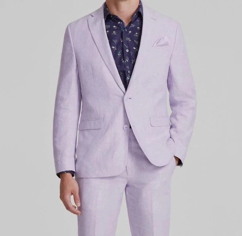 Bar III Men's Slim-Fit 100% Linen Suit Jacket - Lavender 44 Long NWT