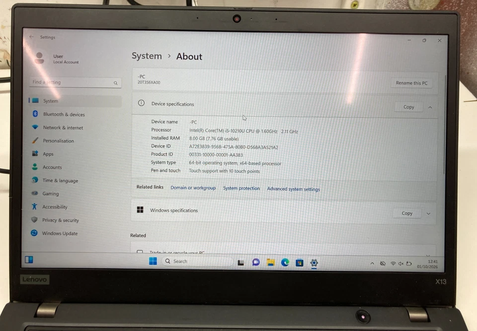 Lenovo ThinkPad X13 G1 · i5-10210U · 8GB · 500GB, photo 3 of 5