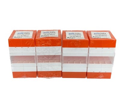 (8) ARGOS Polar Safe 16-Place 50mL PP Freezer Storage Box Racks Orange R0050