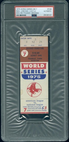 1975 World Series Ticket Oct 22 Pete Rose MVP PSA 0 Auth Red Sox / Reds (8147)