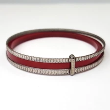 Art Deco Red Bakelite Bangle w/ Silver-Tone Copper Rims Simichrome Tested