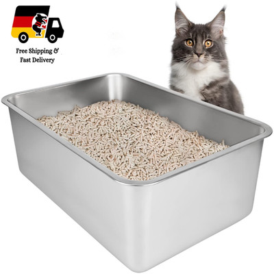 Stahl Cat Litter Box 50x35x20 cm Rutschfest AntiGeruch