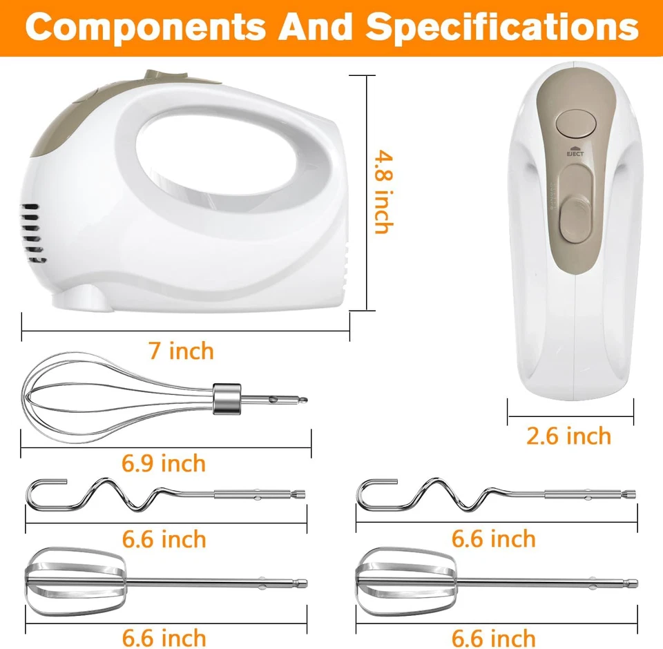 Batidora de mano eléctrica de 5 velocidades con batidor batidores tradicionales Foto 2 de 4
