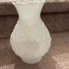 Vintage Diamond Quilted Oil Electric Hurricane Lamp Shade Milk Glass 7” H