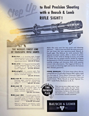 Vintage Magazine Advertisement 1958 Bausch & Lomb Rifle Sights