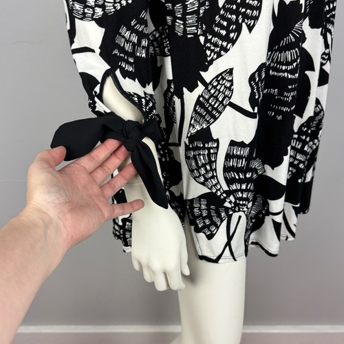 M&S Marks & Spencer Size 18 Tunic Top Blouse Stretch 3/4 Sleeve White Black NEW - Picture 10 of 13