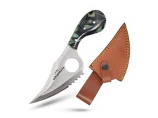 Old Ram Handmade Fix Blade Skinner Knife w/Resin Handle & Leather Sheath