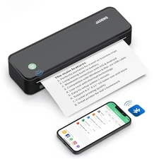  Bluetooth Thermal Printer, Support 8.5" X 11" US Letter, Portable Black