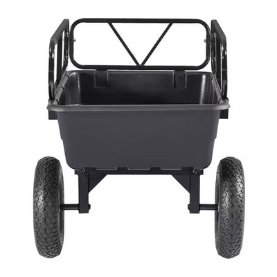 10 Cu. Ft. Garden Utility Trailer Tow-Behind Poly Dump Cart Durable Yard Trailer