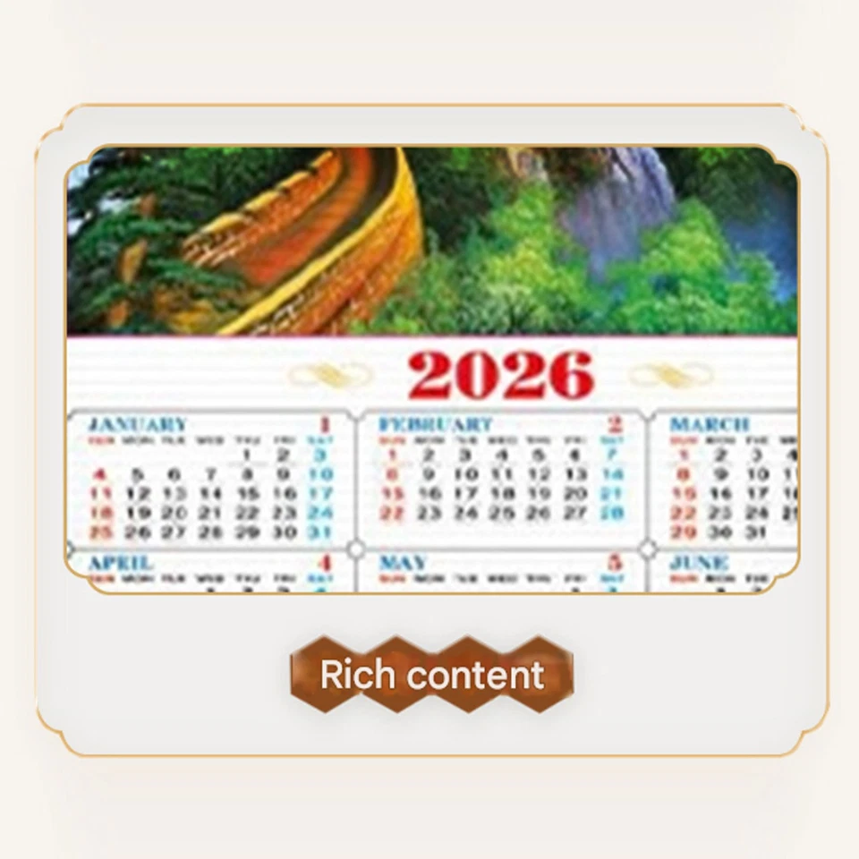 2026 Chinesischer Wandbehang Pferd Kalender mit Bild von Landschaft FigureniN - Bild 3 von 4