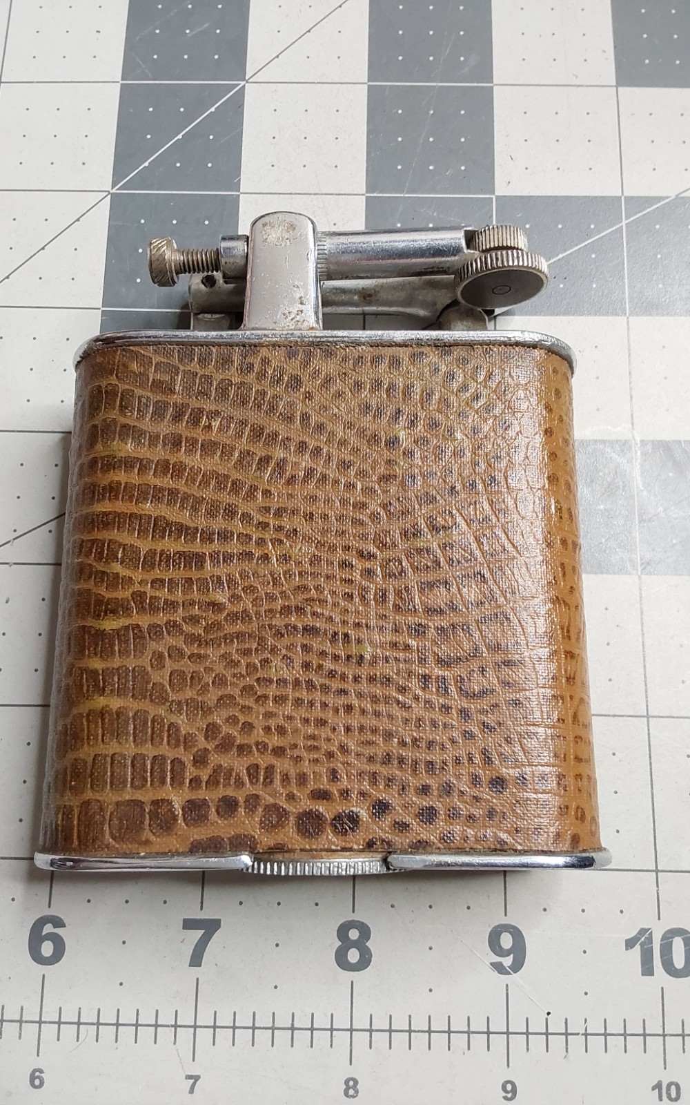1920's Arm Lift Leather Wrapped Covered 4.25" Tall X 3.5"