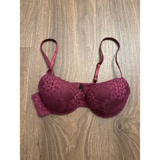 Frederick  s of Hollywood burgundy lace padded bra 34B
