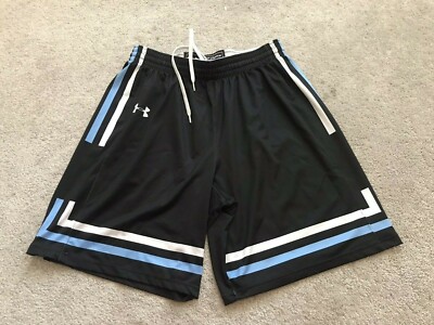 Under Amour Mens Large Authentic Athletic Shorts Black University Blue Logo 