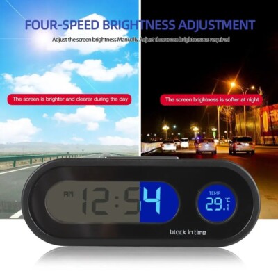Q94C Digital Auto Uhr Temperatur Thermometer 2in1 LCD Display Klimaanlag Lüftung