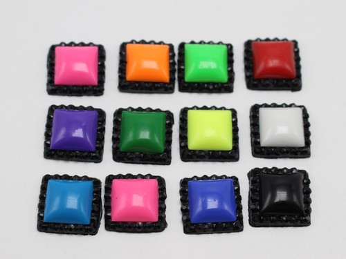 100 cabujones de estrás de respaldo plano acrílico color esmalte mezclado varias formas - Imagen 9 de 11