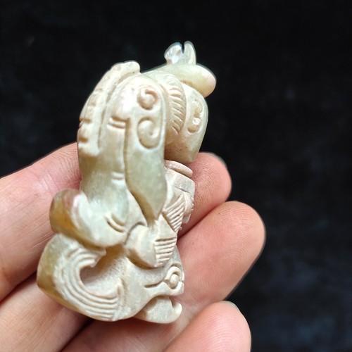 Chinese jade Antique hand-carved pendant necklace Ancient nice jade statue 3105 - Picture 8 of 9