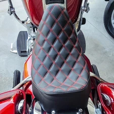 2008-UP Red Square, MOFUN Premium Single Solo Seat, For Harley Davidson Touring