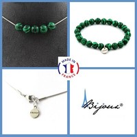 Steine Und Mineralien. Schmuckset Armband Halskette 5 Perlen Malachit 8 Mm. Ch