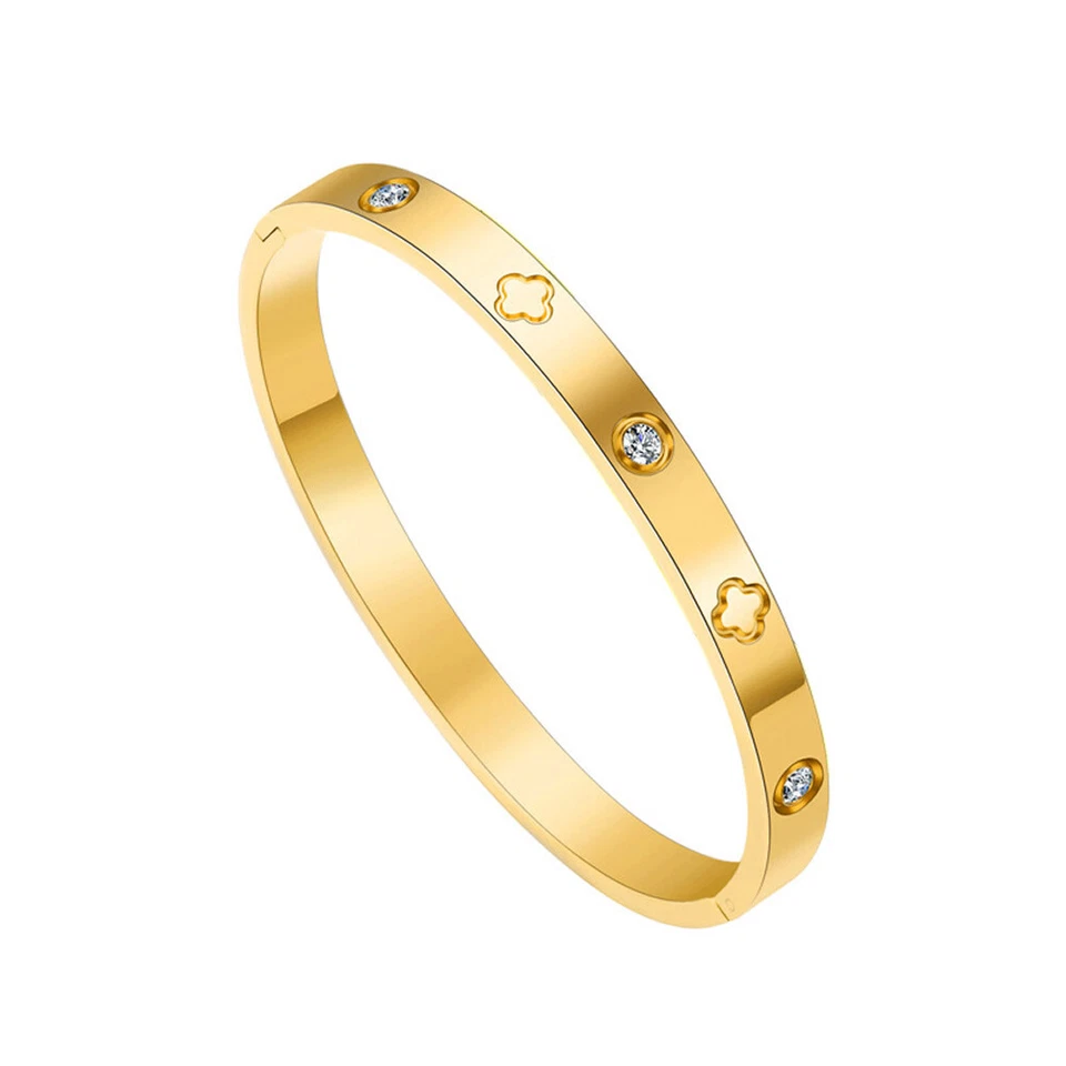 18K Gold überzogenes Glück Klee Armband für Frauen Mode Armbänder für Mädchen - Bild 2 von 4