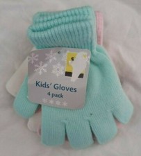 new Kids' Girls' Gloves One Size 4 Pack