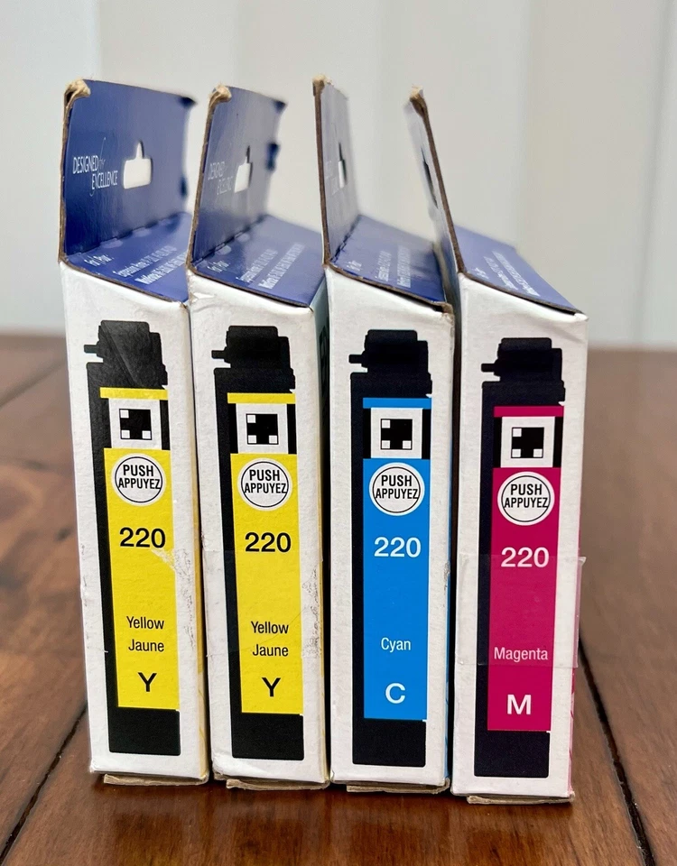 Epson 220 Lote (2) Amarillo; (1) Magenta; (1) Cartuchos de Tinta Color Cian ¡NUEVO! EXP. 2025 Foto 2 de 4