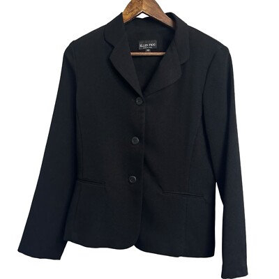 Ellen Figg Vintage Button Front Blazer Black Women s Size 10 USA NOS Career NWT