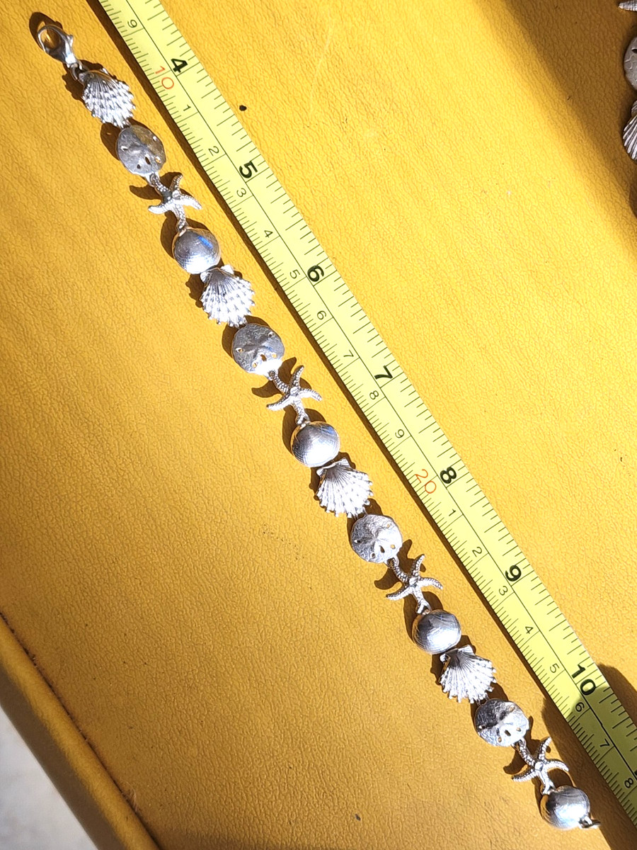 Vintage Sterling Silver 925 Sea Life Chain Bracelet 7” Jewelry lot J View 2