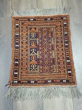 Old Turk Afghan Prayer Table Rug Carpet Primitive Worn Country appx 20x32 2