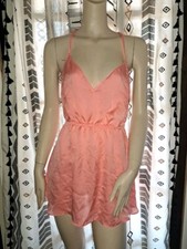 Victoria's Secret Babydoll Nightie Lingerie Small Coral Pink Strappy Back