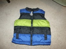 GYMBOREE BOY'S SIZE 2T-3T BLACK/GREEN/BLUE FULL ZIP PUFFER VEST EUC